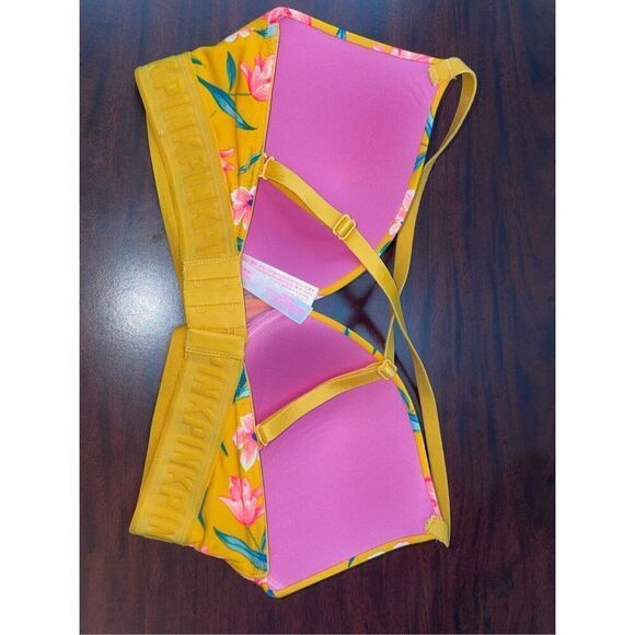 PINK Victoria’s Secret Yellow Floral Wear Everywhere Wireless Push Up Size 34D - Picture 2 of 5